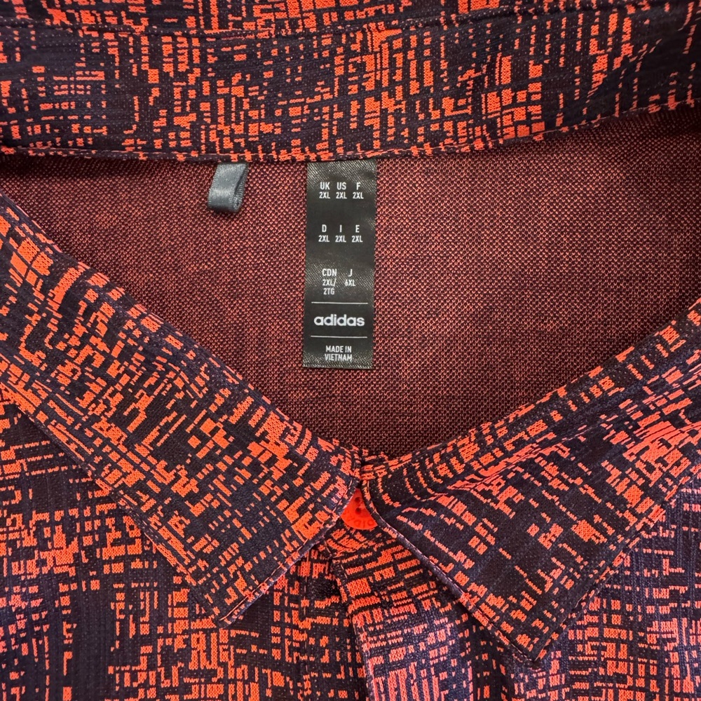 Adidas Red and Black Casual Button Down Shirt